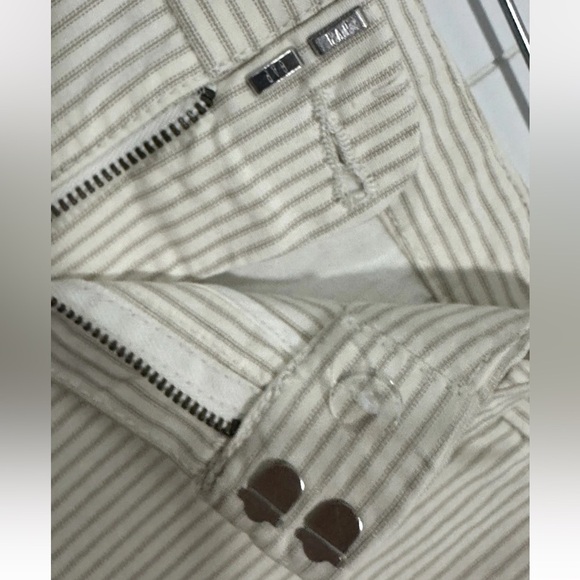 NEW Gap Women Sz 10 Beige Pants Capri Striped 100%Cotton Flat Front Wide - Picture 5 of 12